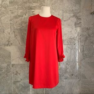 Cremieux Satin Ruffle Sleeve Shift Dress